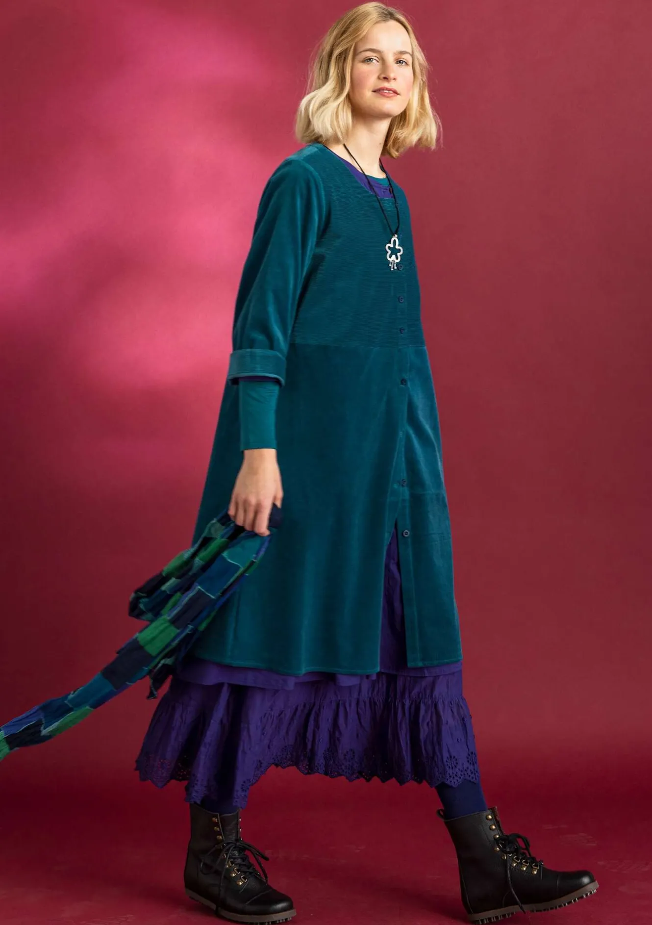 Gudrun Sjödén Cordkleid aus Bio-Baumwolle/Elasthan