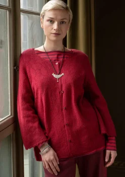 Gudrun Sjödén Pointelle-Strickjacke „Blomstra“ aus Bio-Wolle